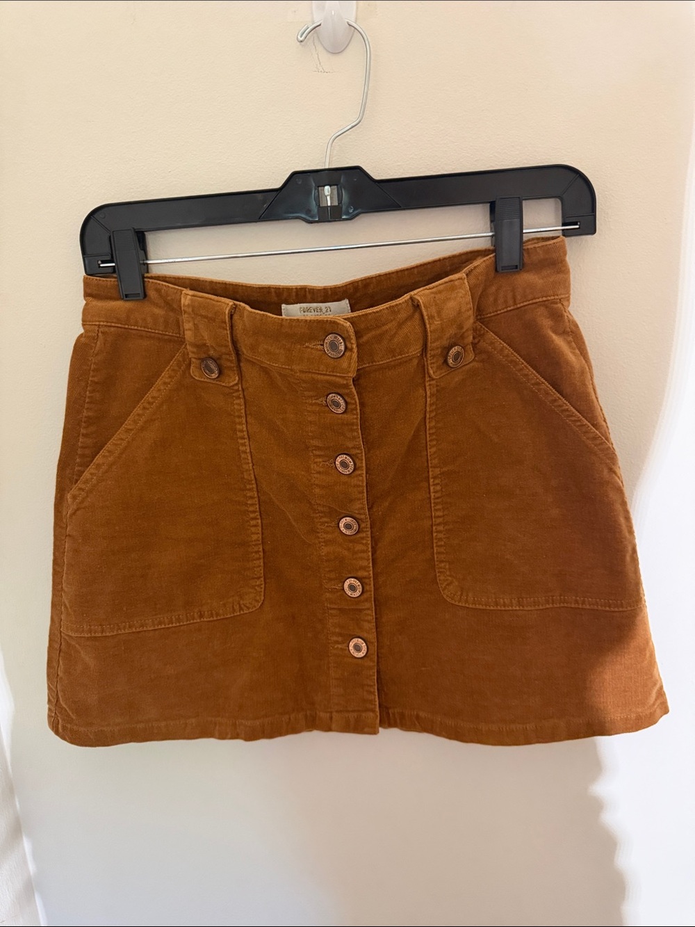 Forever 21 Rust Button-Front Corduroy Mini Skirt